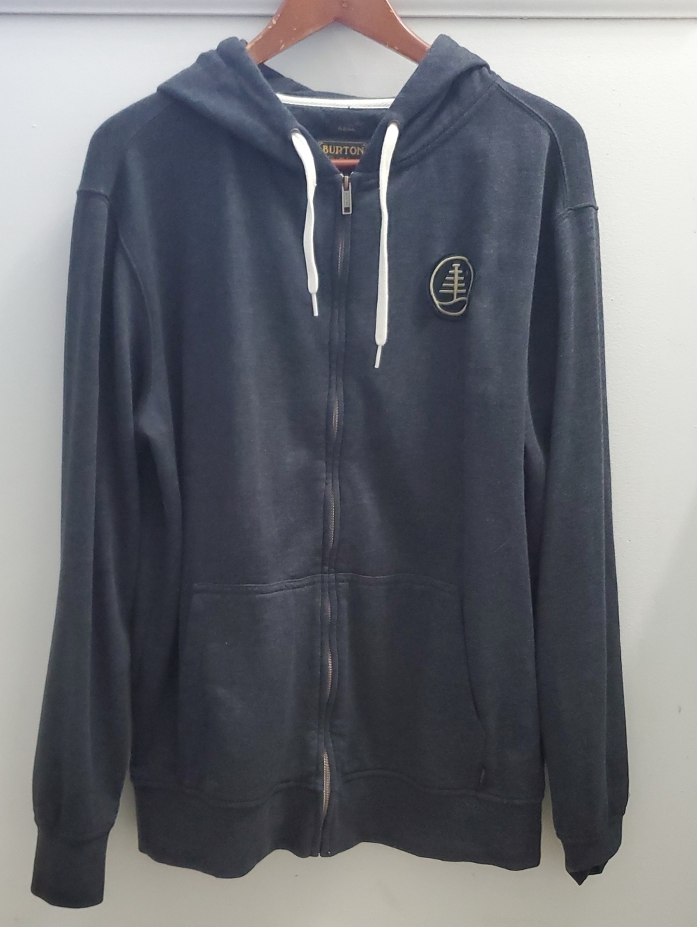 Burton Family Tree Zip Up Hoodie Size Medium Gray Fleece Lined